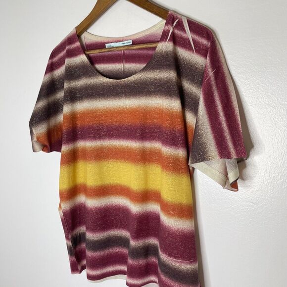 Maurices Multicolor Striped Short Sleeve Round Neck Shirt Size Large Women’s - Picture 2 of 10